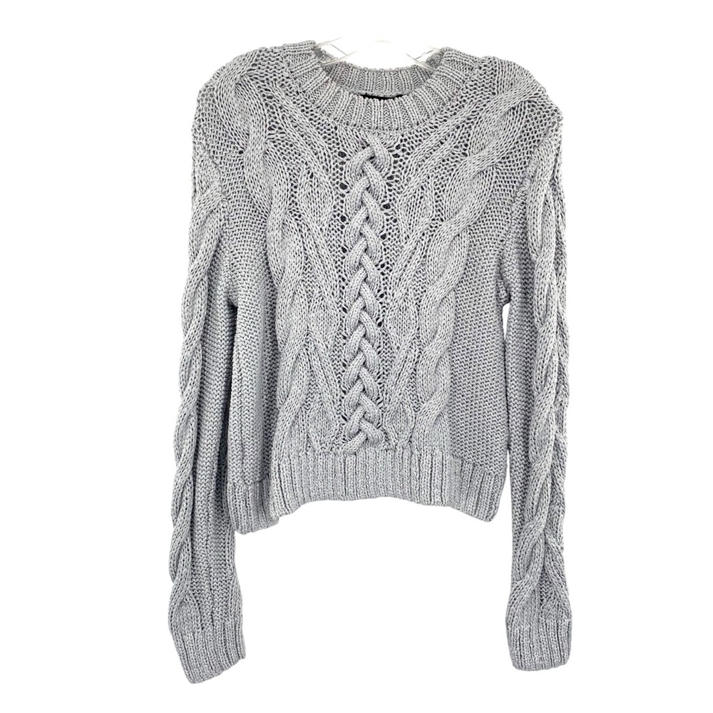 Mango Braided Metallic Cable Knit Sweater